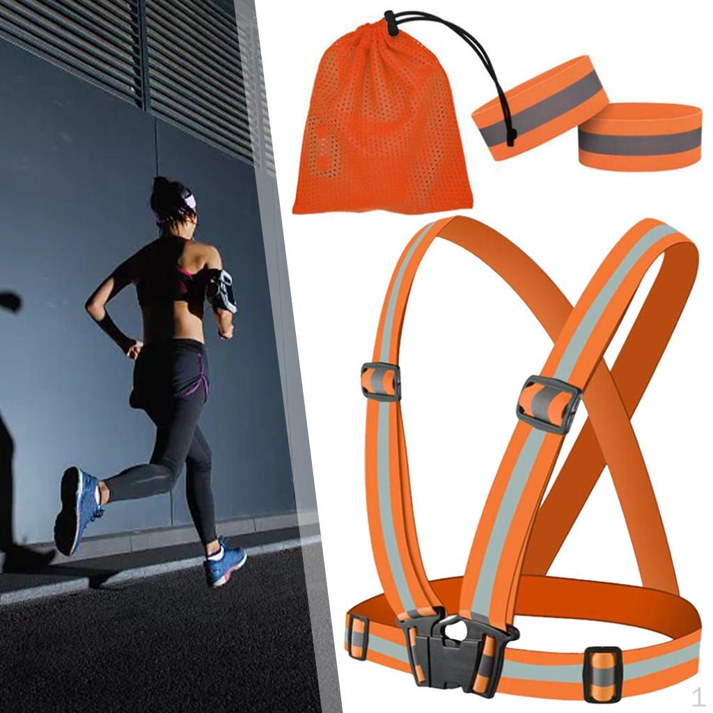 

Регулируемые защитные светоотражающие, эластичные блестящие ремни для бега для ночных прогулок, кошек оранжевый