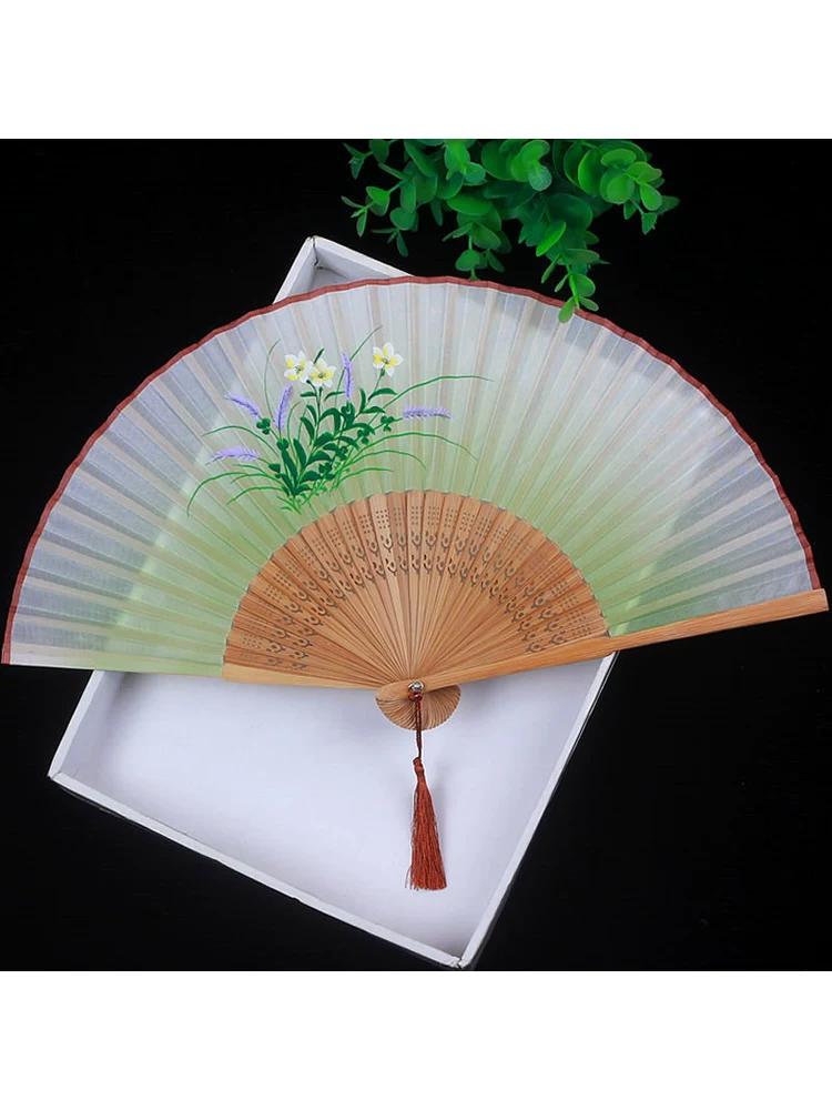 Folding Fan, Ancient Style Folding Fan, Classical, Compact, Retro, Hanfu, Portable, Silk Fabric, Durable for Women