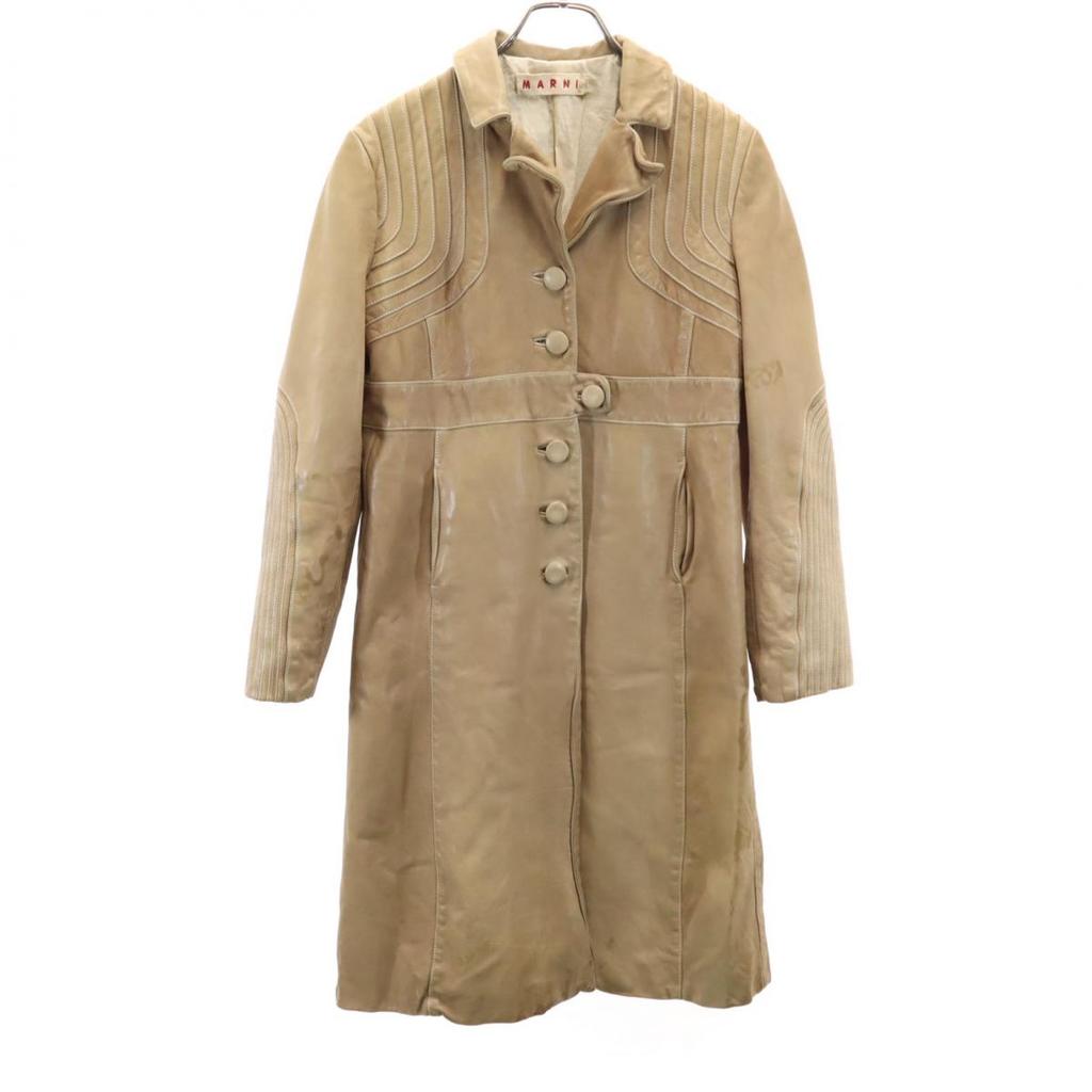 Marni Genuine Leather Leather Coat 42 Beige Women Used