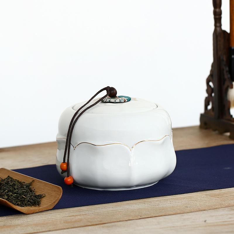 

Ceramic tea can gift box sealed tank household storage tea can storage tank porcelain tank green black tea Pu er tea tank