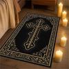 VIKAMA Vintage Cross Decorative Rug, Non Slip and Washable Living Room Rug, Gothic Religious Prayer Bedroom Rug, Home Decor