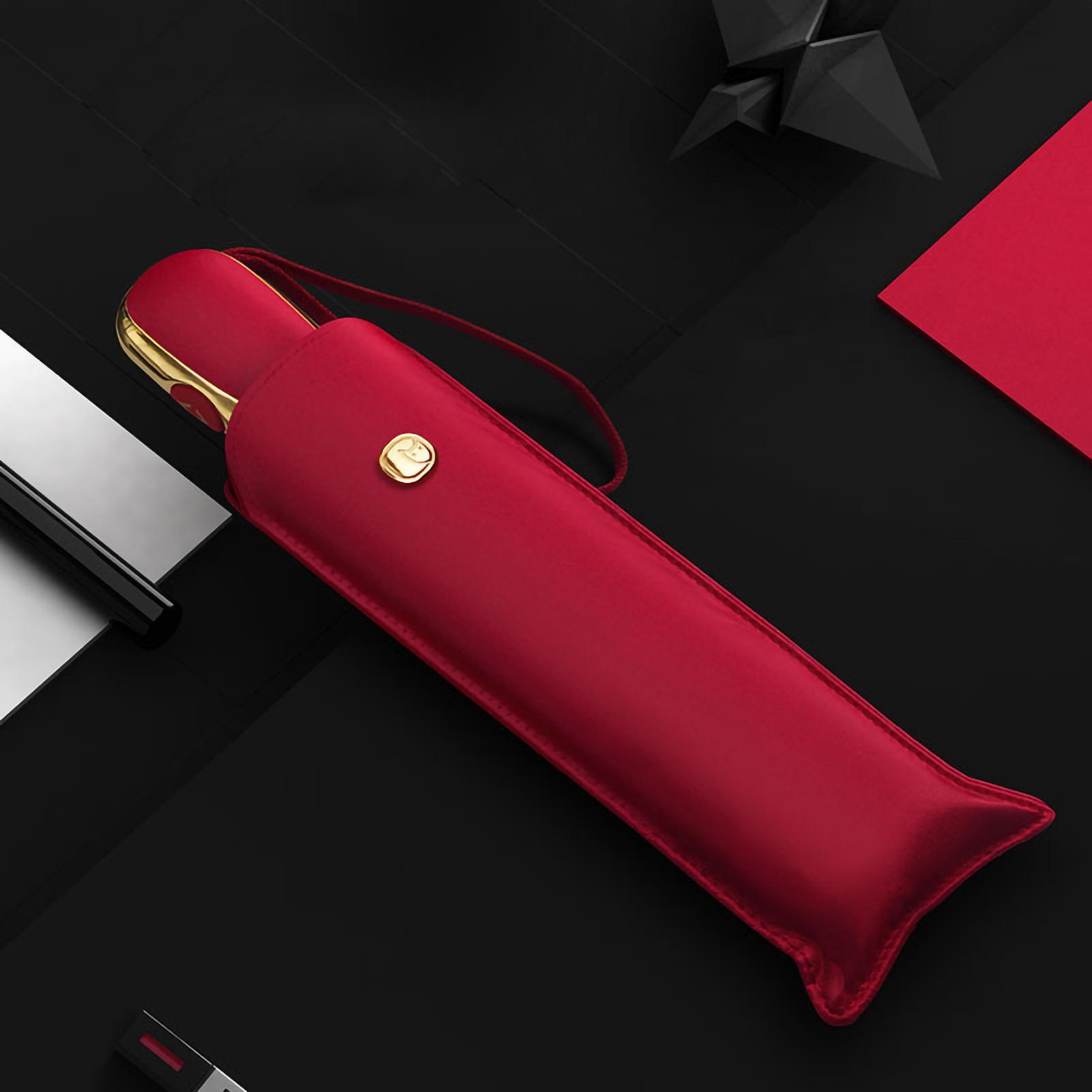 

Плоский автоматический зонт с защитой от ультрафиолета, портативный складной зонт с 6 спицами для ежедневного использования и путешествий красный