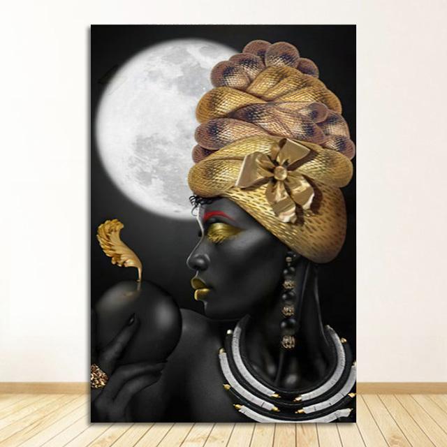 African Art Woman Canvas Painting Wall HD Picture Beauty Girl Scandinavian Posters and Prints for Living Room Home Decor Cuadros