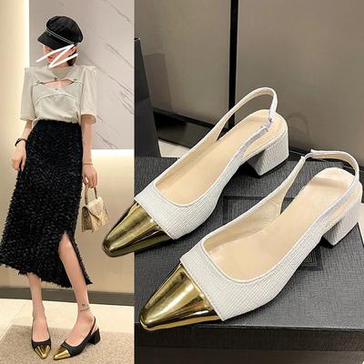 2024 High Quality Women's Shoes Basic Women's High Heels Fashion Pointed Toe Party Square Heel Ladies Shoes Zapatos