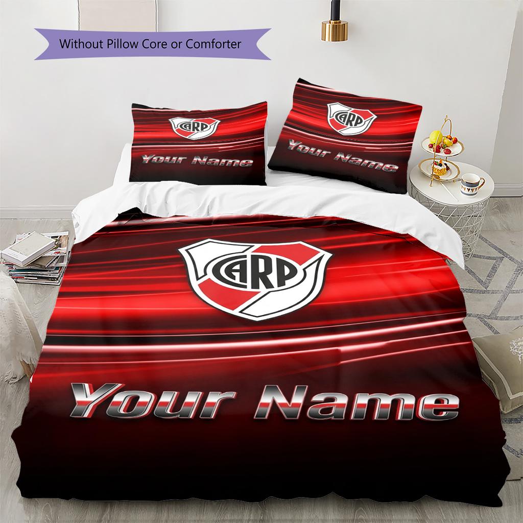 Name Custom River Plate Pattern Bedding Set Quilt Cover Pillowcase Home Decor Gift (1 * duvet cover + 2 * pillowcase, without core)