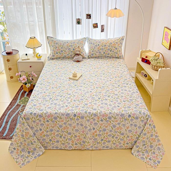 1pc 100% Cotton Bedsheet Cartoon Style Bed Linen Skin-friendly Flat Bed Sheet Adults Kids Sheets Drap De Lit (No Pillowcase)