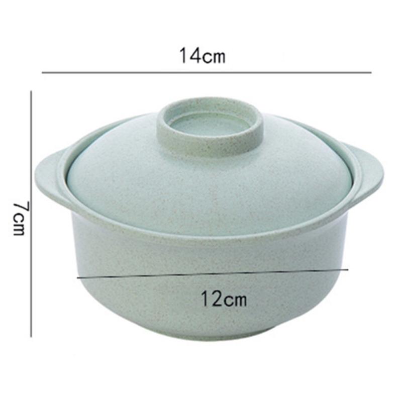 Wheat Straw Household Bowl Anti-scalding Anti-overflow Bowl With Lid Tableware For Food Soup Salad