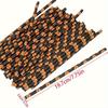 Paper Straw Color Biodegradable Disposable Paper Straw Halloween Black Orange Skull Creative Party