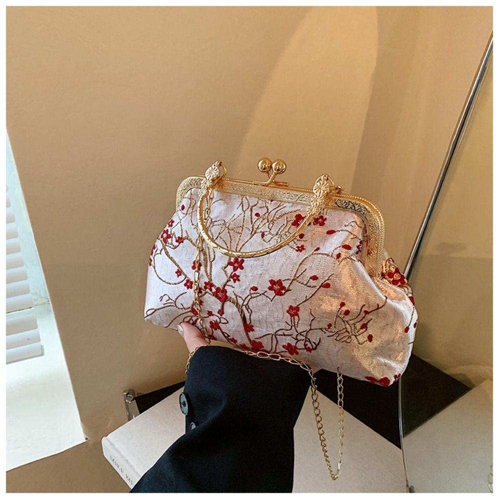 Fashion Silk Handbag Embroidery Chinese Style Evening Bag Retro Single Shoulder Crossbody Bag Ladies