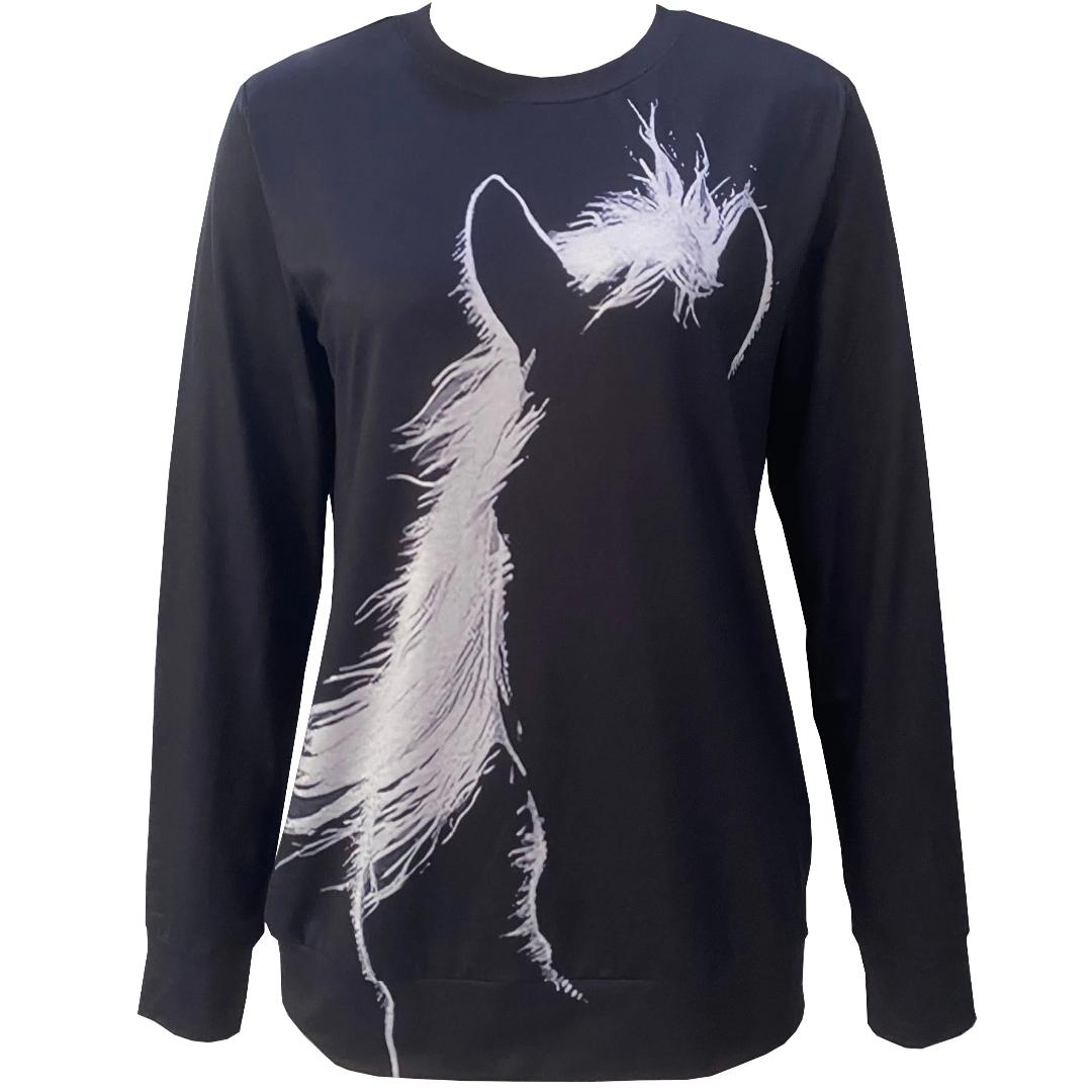 

Стильная футболка с круглым вырезом и длинными рукавами с принтом лошади - мягкая, дышащая, свободного кроя для женщин - идеально подходит для повседневной носки весной и осенью L