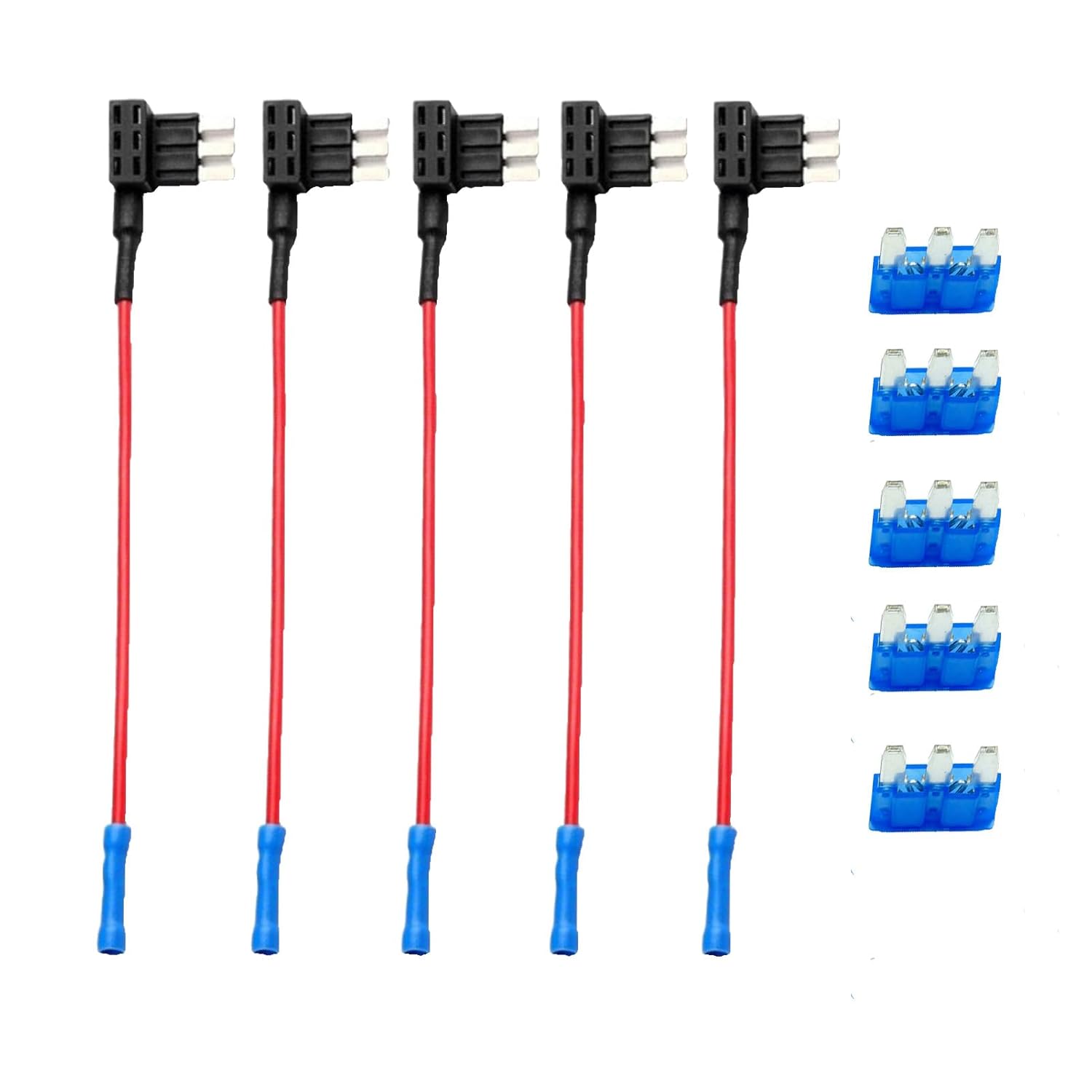 

15A Car Add-a-Circuit Fuse Tap Adapter with 5 Pcs 15 Amp Micro 3 Blade Fuses Kit 5pcs