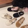One foot of fluffy shoes, children wear plush flat soles in autumn and winter, 2025 new plush Doudou single shoes, advanced sense
