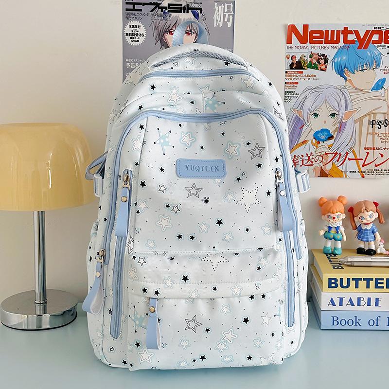 The new schoolbag is high-value, fresh and sweet, literary star backpack, lightweight spring outing backpack for junior high school students