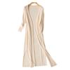 Women's Summer Sun Protection Cardigan - Lightweight, Mid-Length Wool Knit with Skirt, Three-Quarter Sleeve, Ice Silk Outerwear