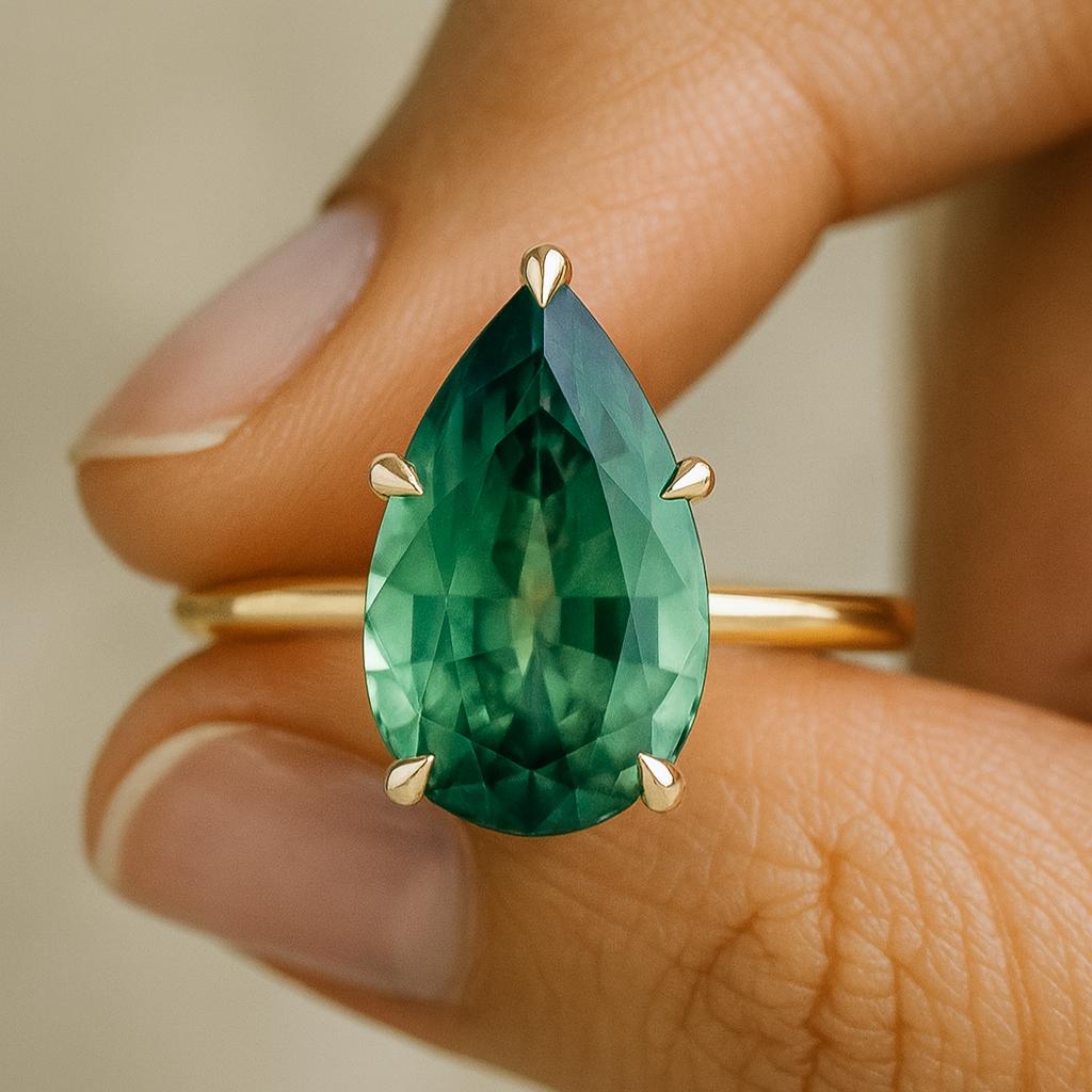 

Свадьба Помолвка Юбилей Обещание Подарок – Кольцо с зеленым турмалином, Позолоченное желтым золотом, Цветочный крапановый сеттинг, Камень октября 8 US золотой