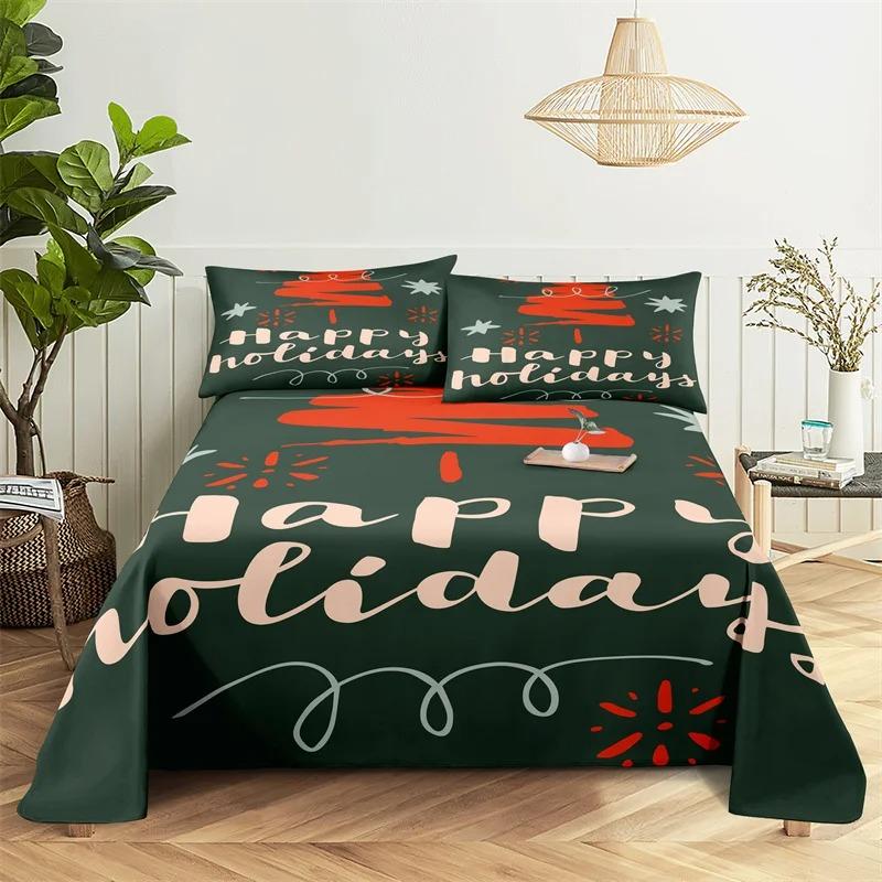 Christmas Bed Sheet Set Bedding Set Bed Flat Sheet Christmas Decorations Girl Bedsheet Bedding King Bed Sheets and Pillowcases