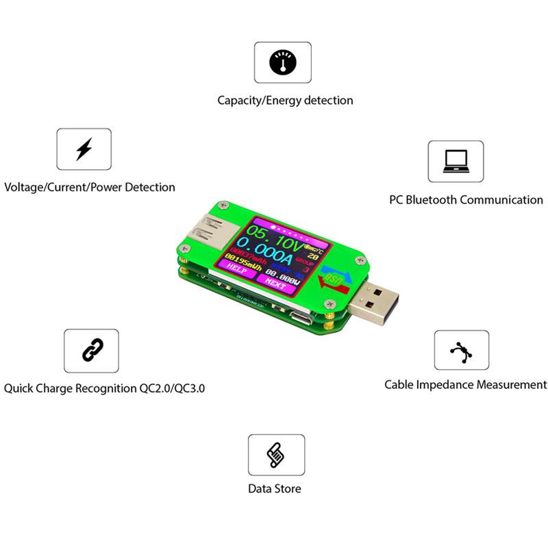 UM34/UM34C UM24/UM24C UM25/UM25C Color LCD Display USB Voltage Tester Current Meter Voltmeter Battery Charge Measure