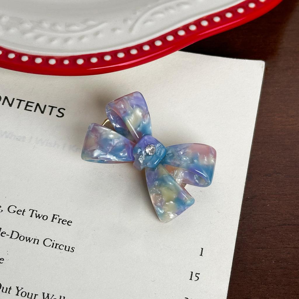 Korean New Cute 4.5cm Stereoscopic Bow Hair Tie Hair Clip For Sweet Girls Rhinestones Acetate Hair Rope Duckbill Clip