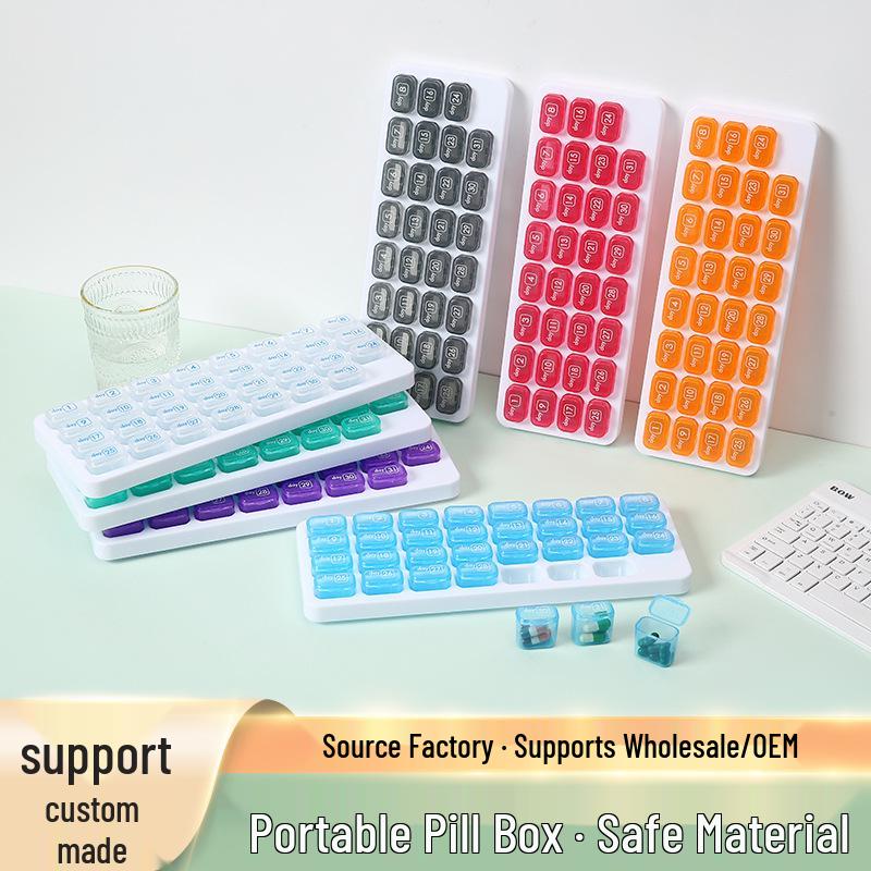 Portable 31-Grid Monthly Pill Box: Moisture-Proof, Transparent, Independent Storage Box for Easy Dispensing