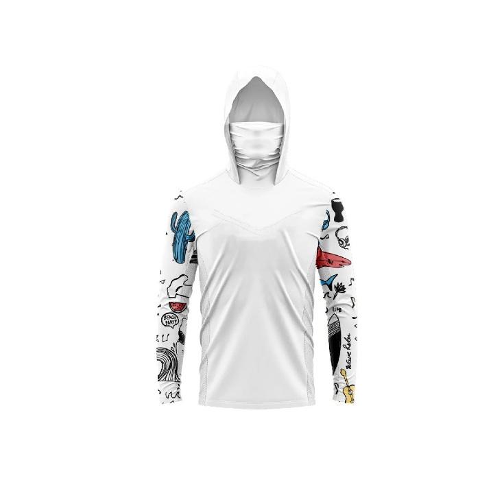 Fishing Hoodie Shirts with Mask UV Protection Fishing Clothing Men's Long Sleeve Hiking Sportswear T-shirts