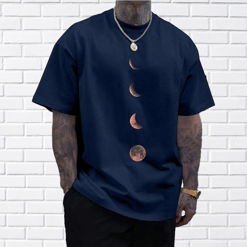 

Новая летняя мужская модная футболка с принтом Земли и Луны, мужская футболка, топ L синий
