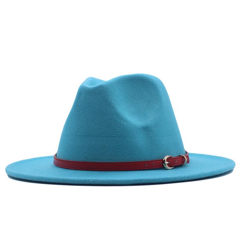 European and American style spring and autumn winter imitation felt big brim hat British retro woolen top hat men's and women's travel Panama jazz hat