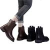Soft Leather Thin Boots Women's 2025 New Flat-bottomed Rear Zipper Spring and Autumn Single Boots Autumn and Winter Velvet Martin Boots Cotton Shoes