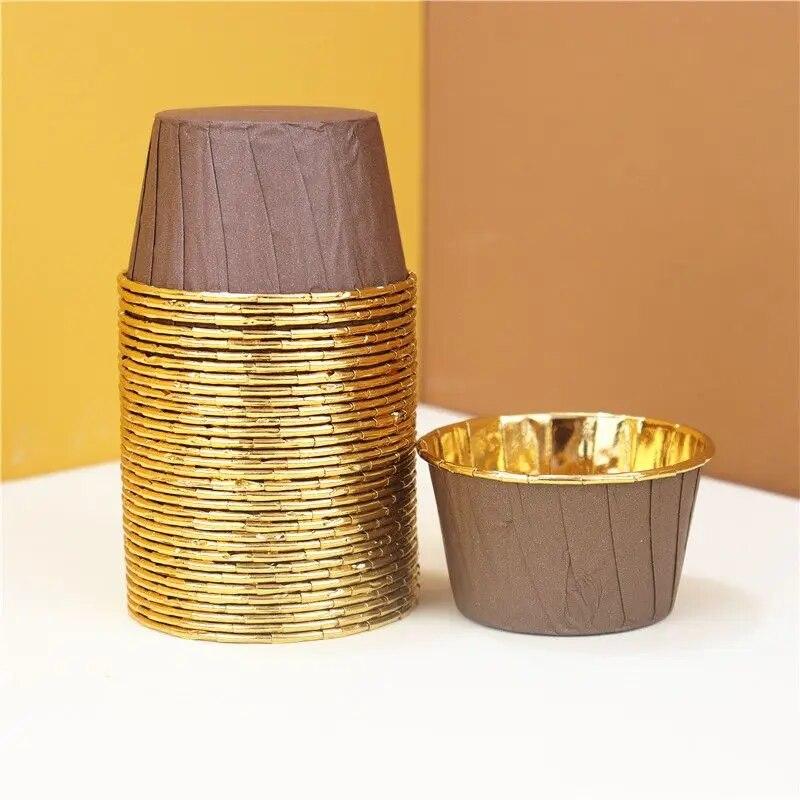 

50 шт. Одноразовые бумажные стаканчики для выпечки с отгибающимся верхом, посуда, бумажные для кексов, маслостойкие, высокотемпературные, десертные, для украшения торта