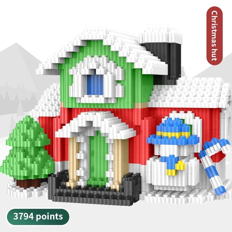 Christmas Winter Scene Building Blocks-Small Particle Children Puzzle Toy DIY Home Decoration Ornament Perfect Kids Holiday Gift
