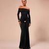 2025 Spring European & American Women's Solid Color One-Shoulder Long Sleeve Slim Fit Dress