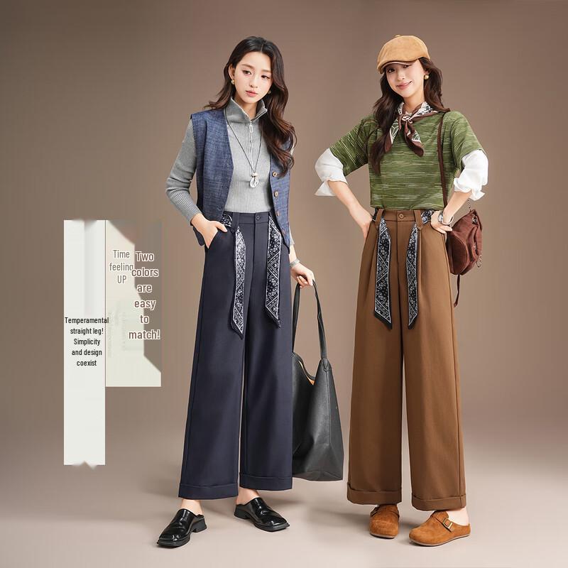 

TERRE BLEUE Women s High-Waist Straight-Leg Suit & Casual Trousers XL