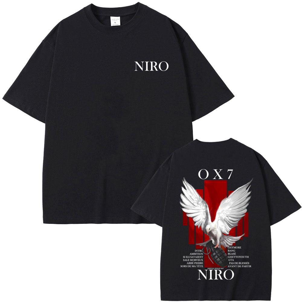 Rapper Niro OX7 Album Graphic T-shirt Unisex Women Hip Hop Fashion Pop Music T-shirts Male Casual Cotton Vintage T Shirt Streetwear