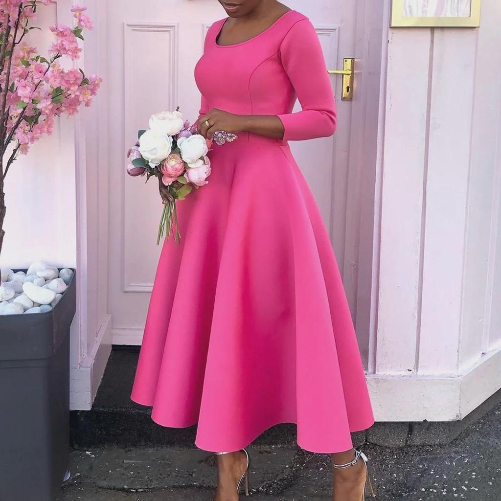 D346 Women's 2023 Summer Solid Color Evening Dress - Elegant Big Swing Skirt