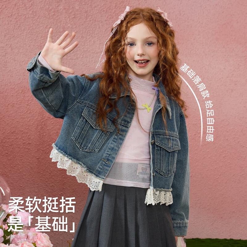 Джинсовая куртка ASK JUNIOR для девочек с кружевными вставками 170