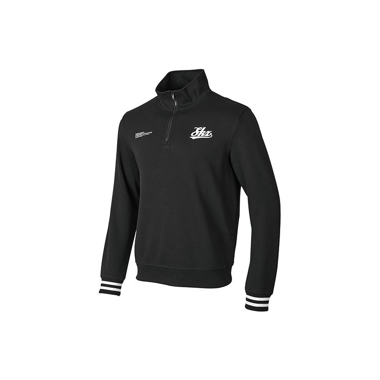 Skechers Letter Print Half Zip Pullover Sweatshirt Unisex Sweatshirt Carbon-Black P423M047-0018 S
