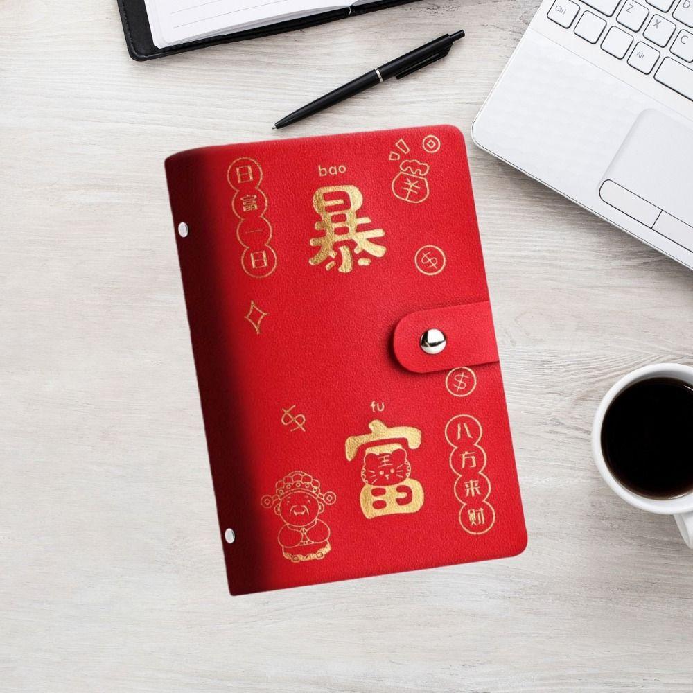 PU Leather Money Savings Challenge Binder God of Wealth Style Cash Budget Notebook  Money Organizer
