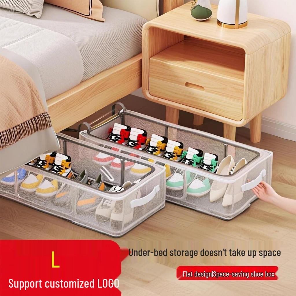Foldable Transparent Under-Bed Shoe Storage Box - Moisture & Mildew-Proof, No Installation Needed
