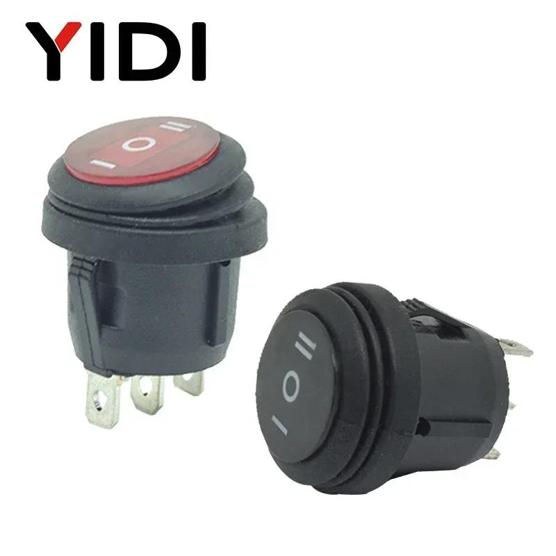 6A 250VAC Waterproof Round Rocker Switch 12V 220V Red Green Blue Yellow LED Light Rocker Switch 10A 125VAC  ON OFF SPST Switch