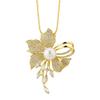 2023 Autumn And Winter Necklace Flower Zircon One Two Wear Long Sweater Chain Fashion Temperament Luxury