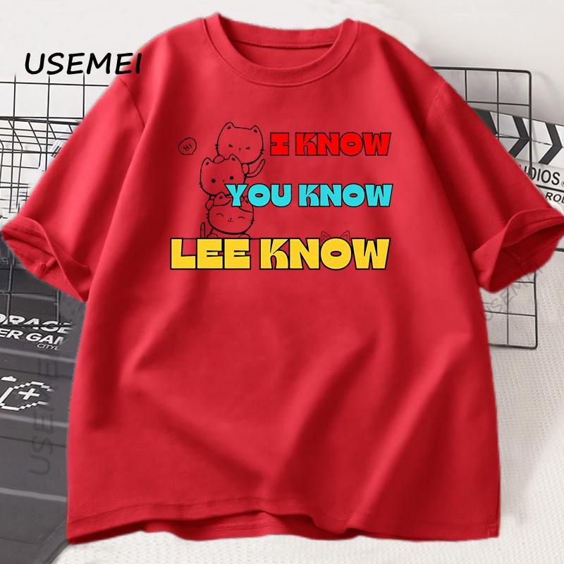 

I Know You Know Lee Know T Shirt Trendy Cotton Short Sleeve Summer T-shirt Korean Fashion Popular Clothes Casual Round Neck Top M