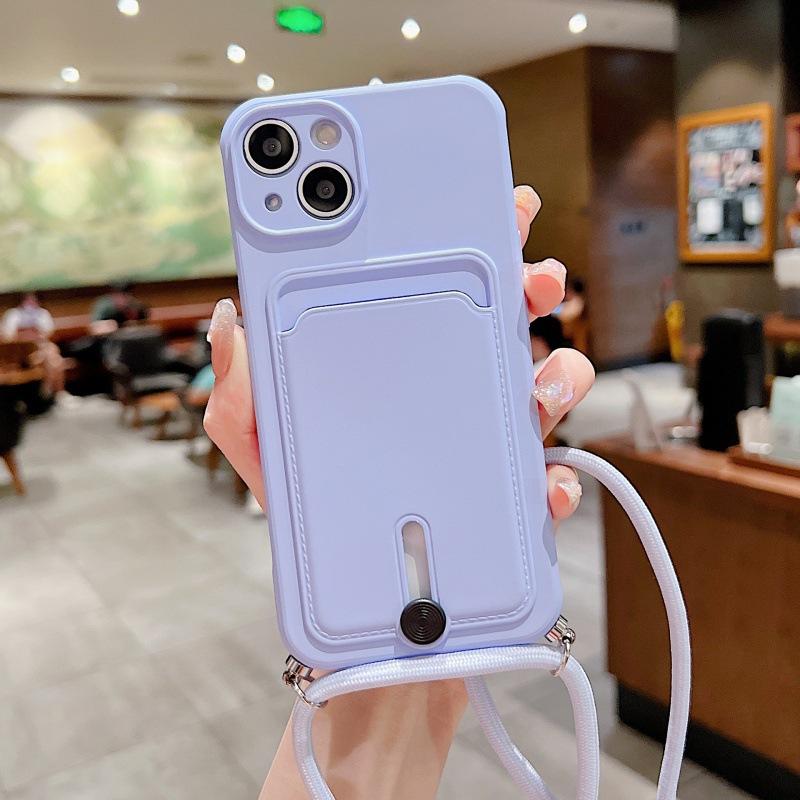 Card Bag Diagonal Span Lanyard Iphone11promax Apple 11Pro Samsung/Xiaomi Card Mobile Phone Case