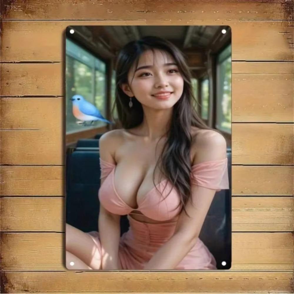 Korean Woman Minimalist Metal Poster Art Decor Wall Print Home Office Cafe Gift
