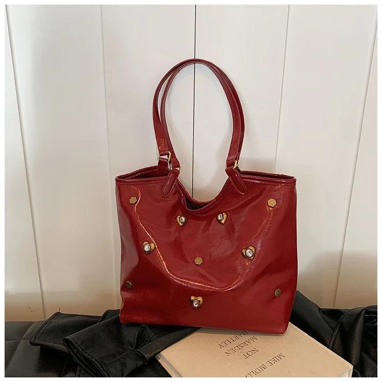 PU Zipper  New Women's Shoulder Bag Solid Color Versatile High Beauty Fashion Handbag Soft High Capacity Commuter Tote Bag