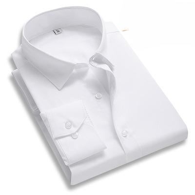 Wiosenna i jesienna koszula z długim rękawem z włókna bambusowego w jednolitym kolorze, męska profesjonalna koszula robocza business casual dla mężczyzn w średnim wieku