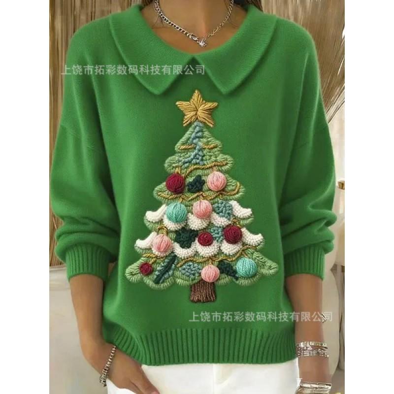 Womens Oversized Long Sleeve Crewneck Sweatshirt 2025 Fall Casual Pullover With 3D Print Acrylic Fabric
