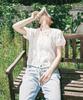 ROIROI Frill Ribbon Short Sleeve Blouse - White