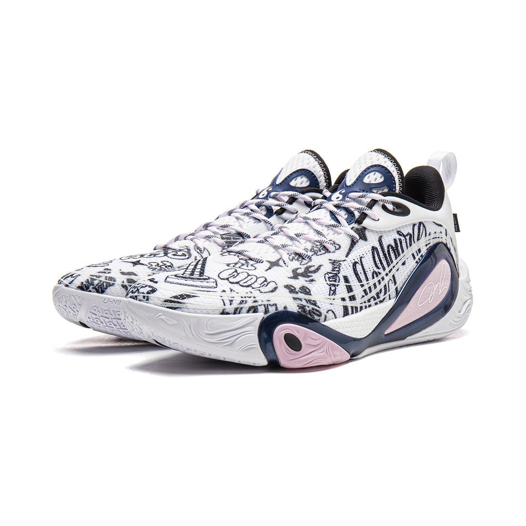 Li Ning DLO1 Cushioning Slip Resistant Abrasion Resistant Rebound Grip Low Top Basketball Shoes Men's White Black ABPV009-18
