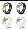 6MM Ceramic Black and White Couple Rings with Zirconium Inlay