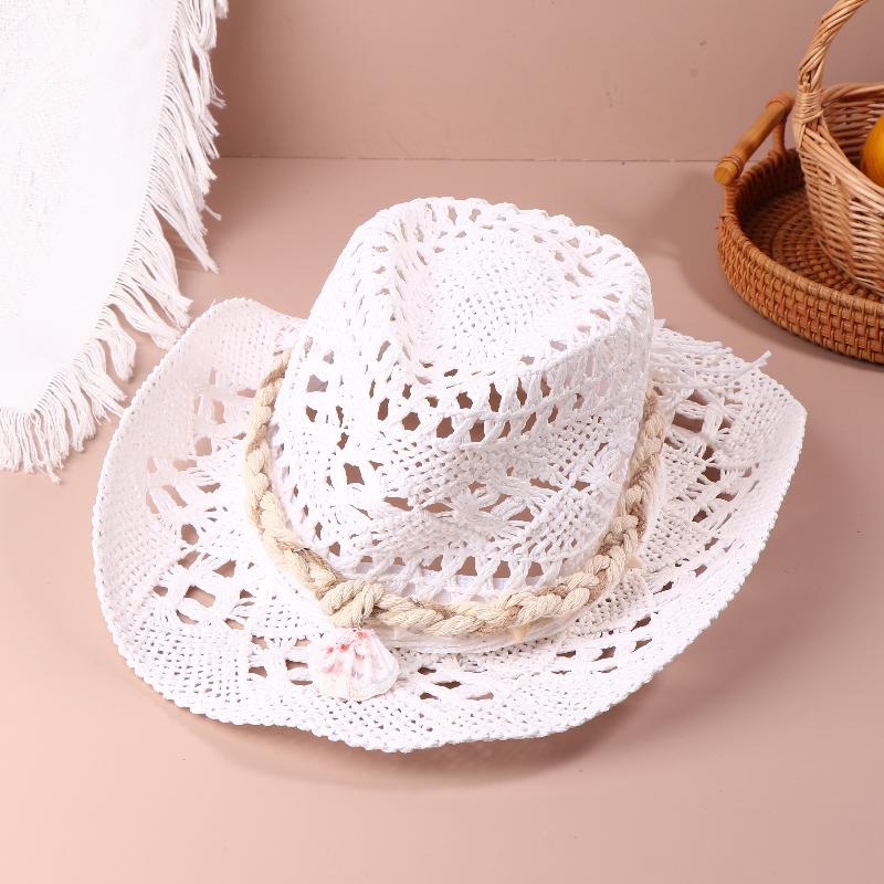 Vintage Western Cowboy Sun Hat Men Women Straw Hat Outdoor Travel Ethnic Style Gift Uv Protection Cap Chapeau Beach Hat