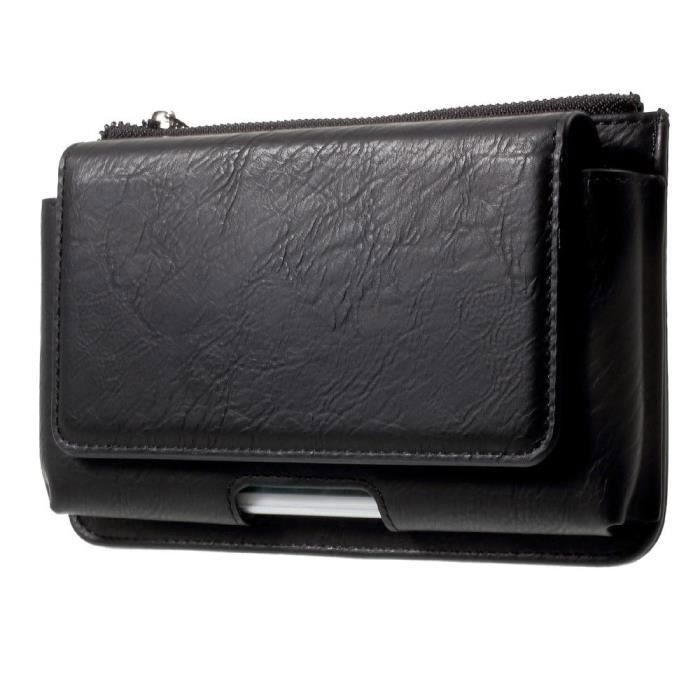 Étui à Ceinture Horizontale - ZTE - Visible R2 - Cuir Synthétique - Noir - 15,5 x 9,0 x 1,3 cm